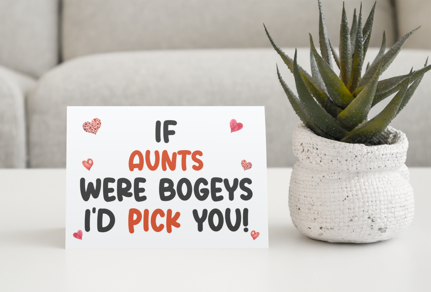 Aunt Birthday Card - If * Were Bogeys I'd Pick You - Nice Funny Cute Novelty Greeting Card