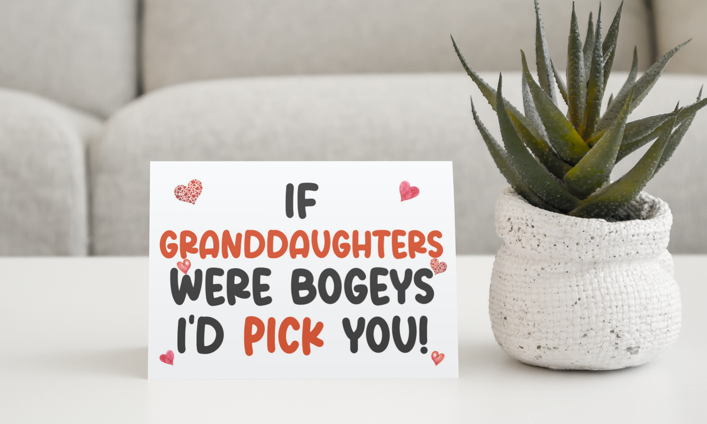 Granddaughter Birthday Card - If * Were Bogeys I'd Pick You - Nice Funny Cute Novelty Greeting Card
