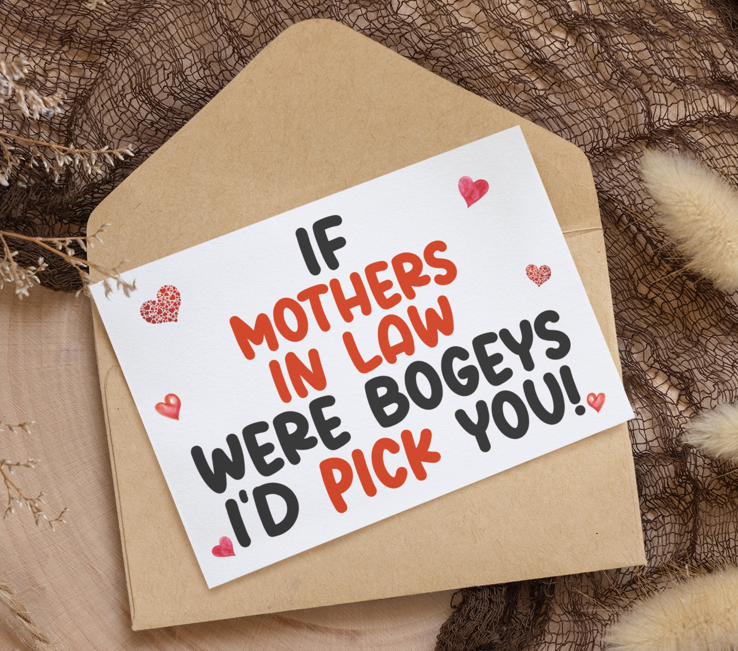 Mother In Law Birthday Card - If * Were Bogeys I'd Pick You - Nice Funny Cute Novelty Greeting Card