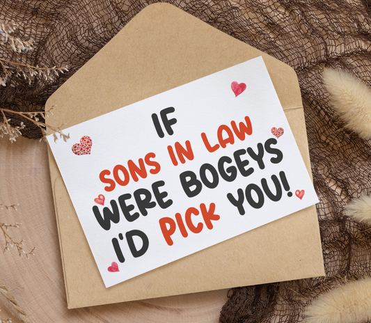 Son In Law Birthday Card - If * Were Bogeys I'd Pick You - Nice Funny Cute Novelty Greeting Card