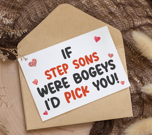 Step Son Birthday Card - If * Were Bogeys I'd Pick You - Nice Funny Cute Novelty Greeting Card