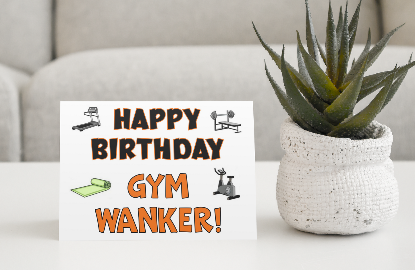 Gym Birthday Card - Happy Birthday Gym Wanker - Funny Cute Rude Joke Greeting Present
