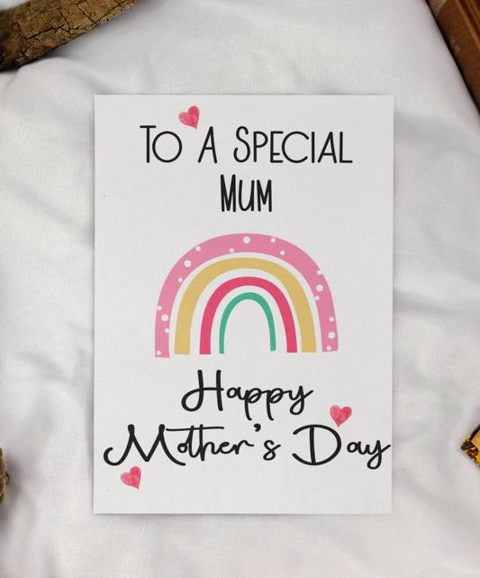 Mother's Day Card - To A Special Mum - Nice Cute Fun Novelty Rainbow Greeting