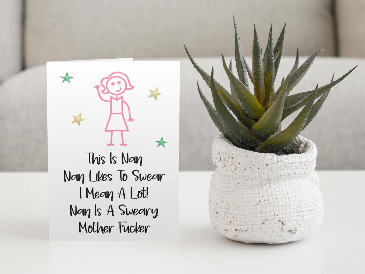 Nan Birthday Card - This Is Nan, She Is A Sweary Mother Fucker - Fun Cute Rude Novelty Greeting Card