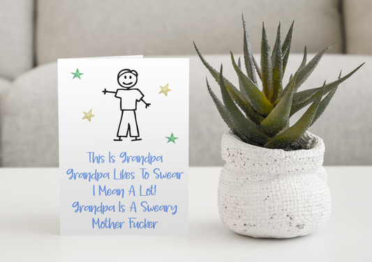 Grandpa Birthday Card - This Is Grandpa, He Is A Sweary Mother Fucker - Fun Cute Rude Novelty Greeting Card