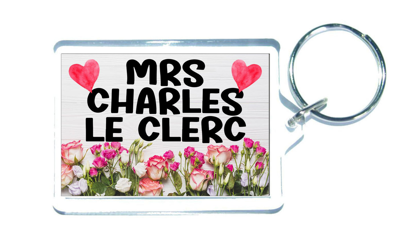 Mrs Charles Le Clerc Keyring Gift -  Cute Fun Novelty Fan Thirst Racing Driver Present