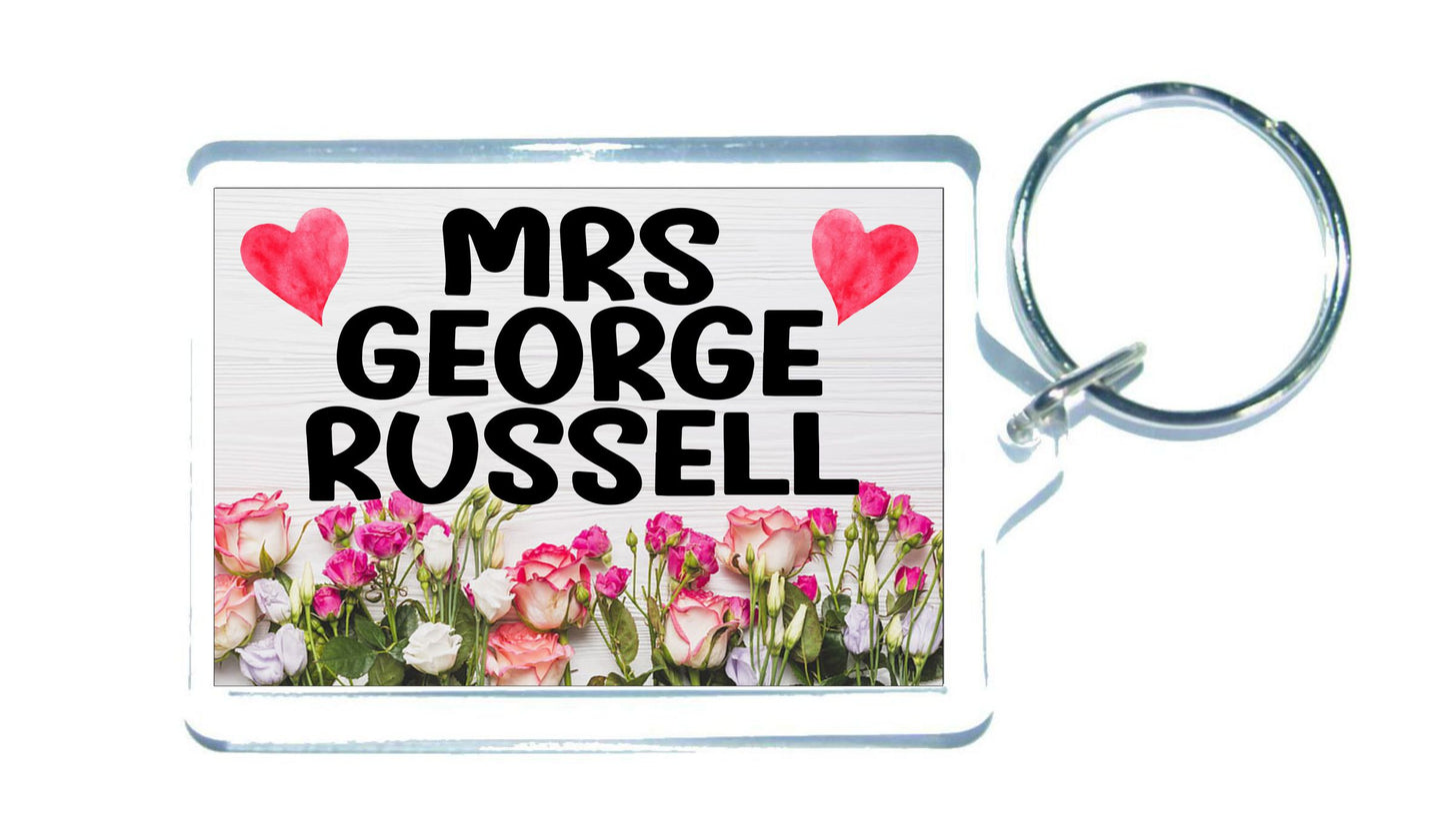 Mrs George Russell Keyring Gift -  Cute Fun Novelty Fan Thirst Racing Driver Present