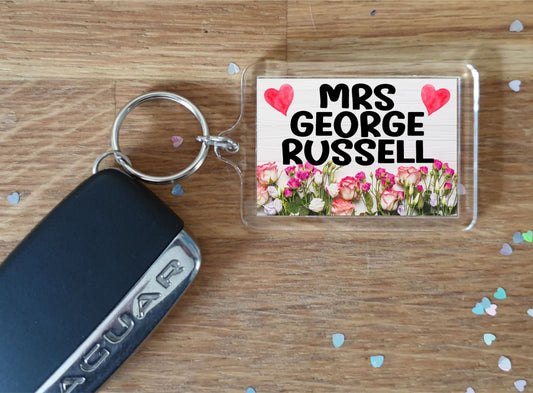 Mrs George Russell Keyring Gift -  Cute Fun Novelty Fan Thirst Racing Driver Present