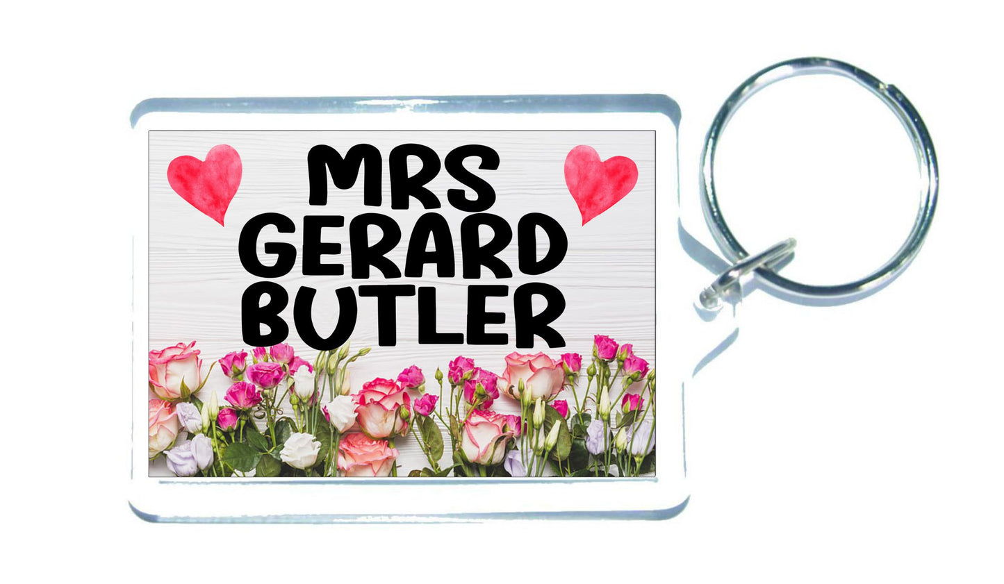Mrs Gerard Butler Keyring Gift -  Cute Fun Novelty Fan Thirst Movie Film Star Present