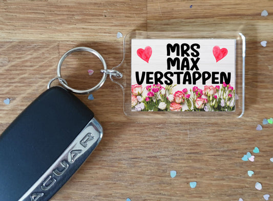 Mrs Max Verstappen Keyring Gift -  Cute Fun Novelty Fan Thirst Racing Driver Present