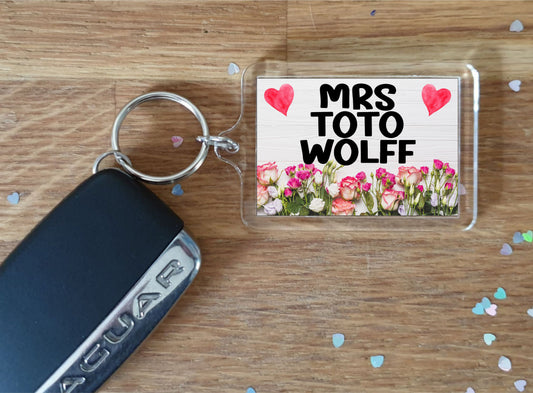 Mrs Toto Wolff Keyring Gift -  Cute Fun Novelty Fan Thirst Racing Driver Present