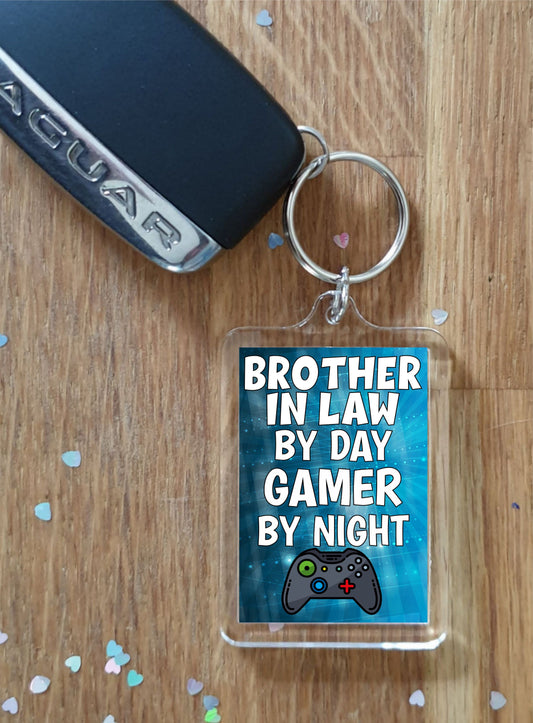 Brother in Law Gaming Xbox Keyring Gift - Brother in Law By Day Gamer By Night - Cute Fun Cheeky Novelty Present