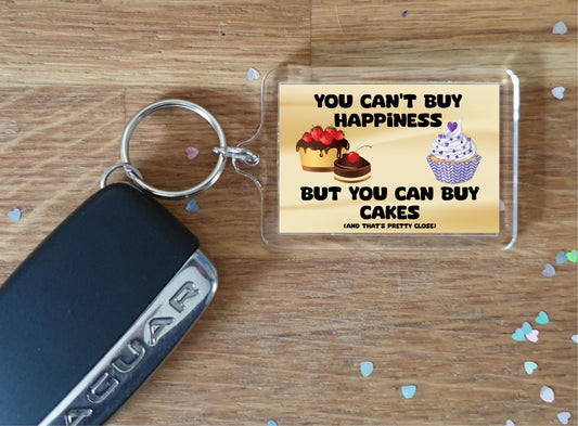 Fun Cake Keyring - You Can't Buy Happiness But You Can Buy A * - Cute Novelty Animal Bird Present