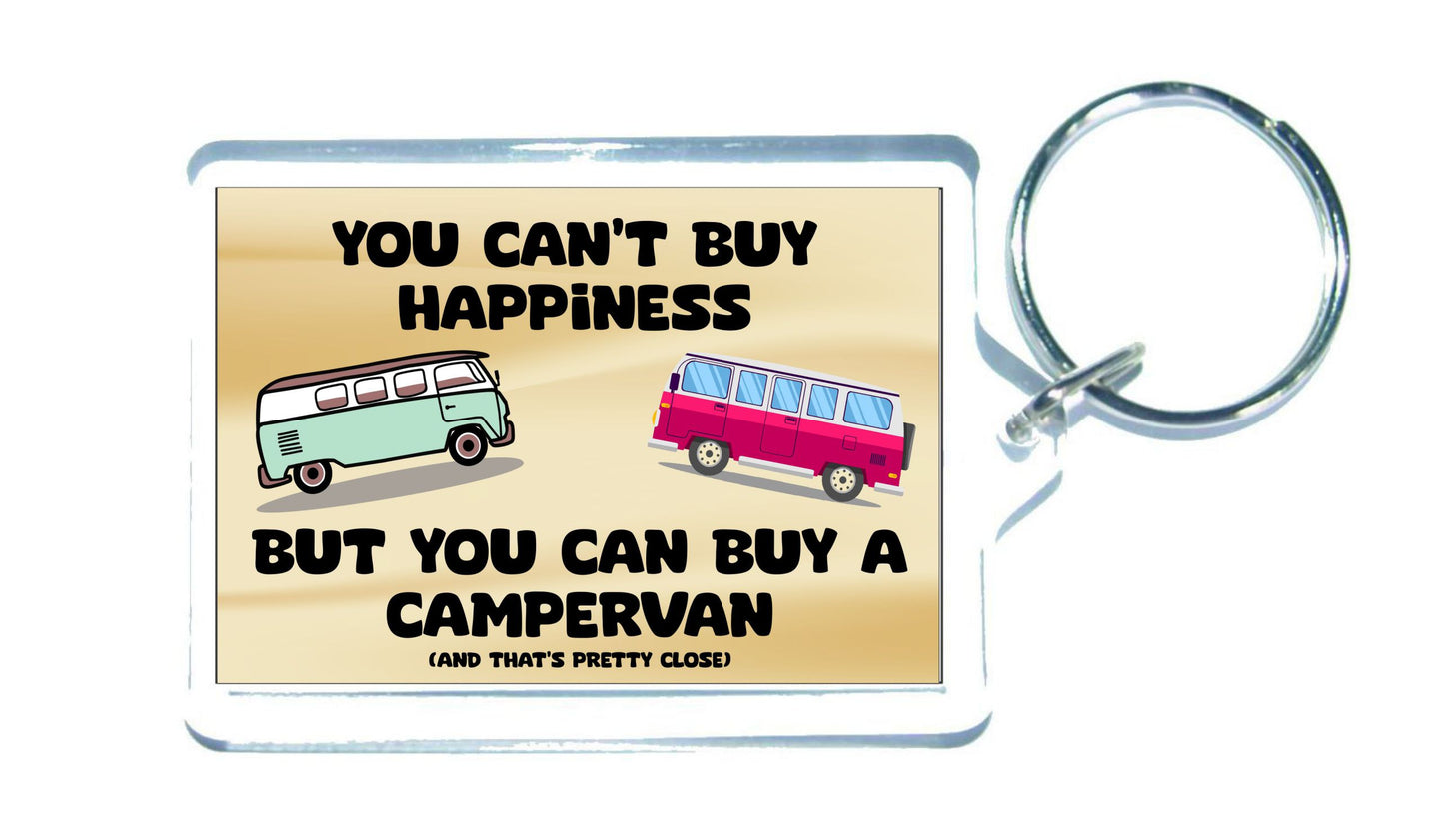 Fun Campervan Keyring - You Can't Buy Happiness But You Can Buy A * - Cute Novelty Holiday Present