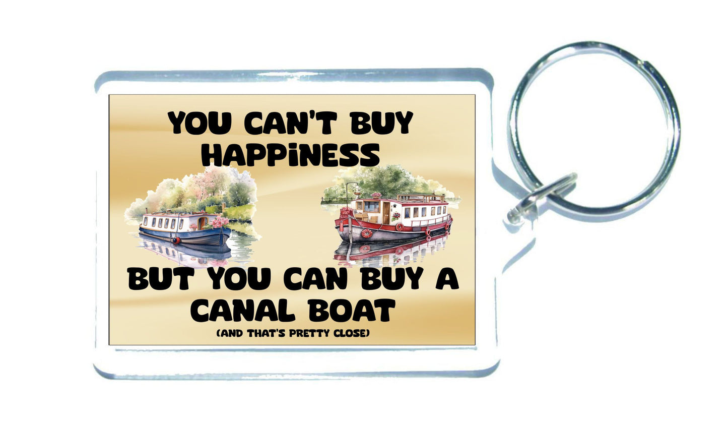 Fun Canal Boat Keyring - You Can't Buy Happiness But You Can Buy A * - Cute Novelty Holiday Present