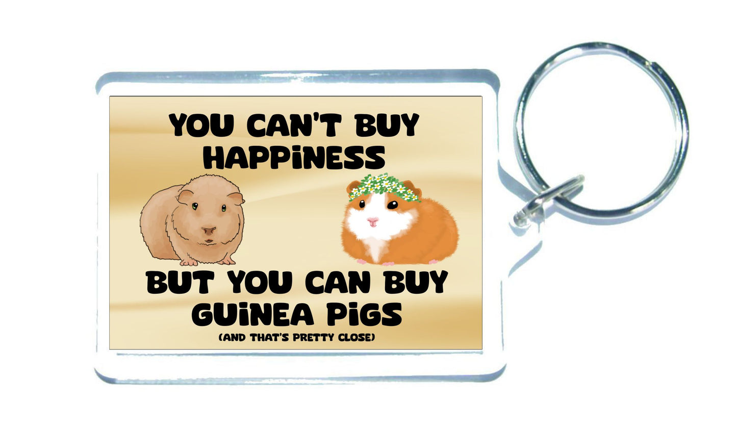 Fun Guinea Pig Keyring - You Can't Buy Happiness But You Can Buy A * - Cute Novelty Animal Bird Present