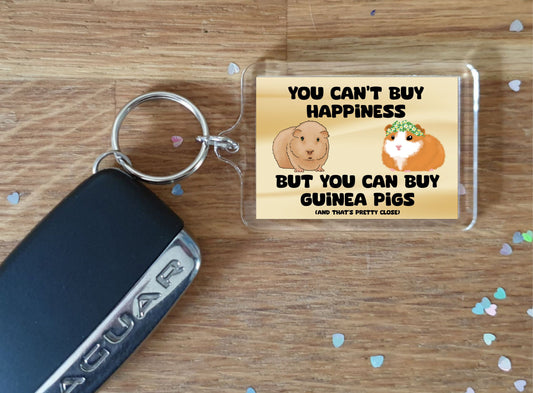 Fun Guinea Pig Keyring - You Can't Buy Happiness But You Can Buy A * - Cute Novelty Animal Bird Present