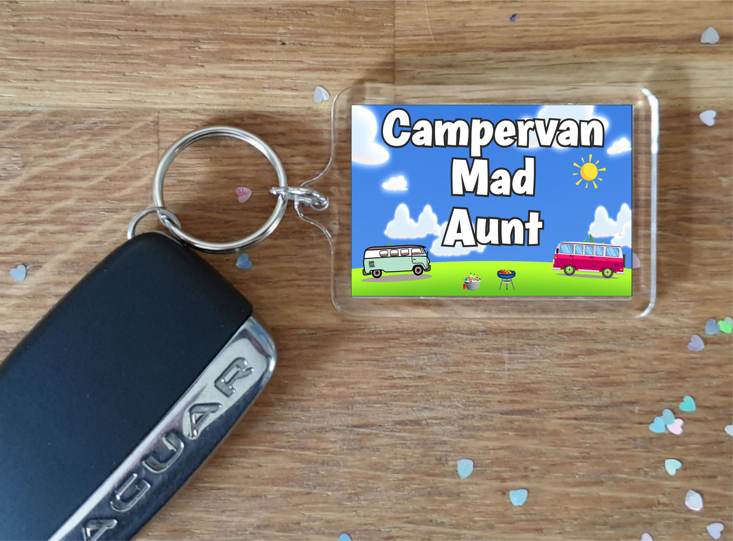 Aunt Campervan Keyring Gift - Campervan Mad Aunt - Fun Cute Novelty Holiday Present