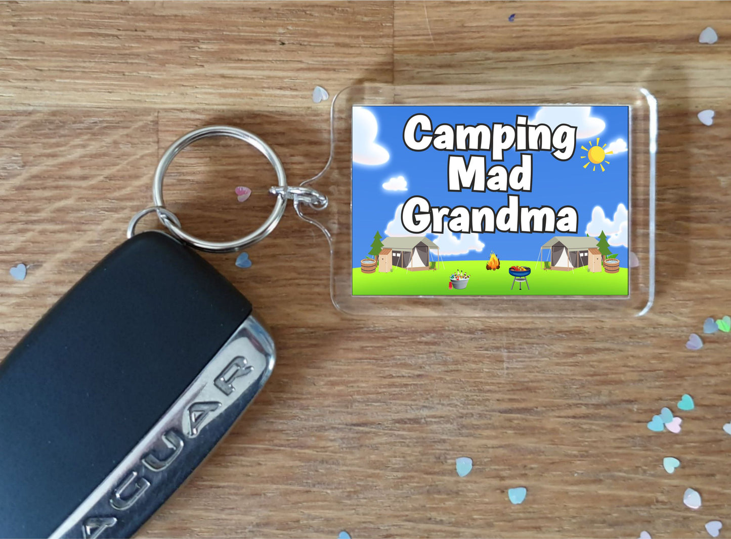 Grandma Camping Keyring Gift - Camping Mad Grandma - Fun Cute Novelty Holiday Present
