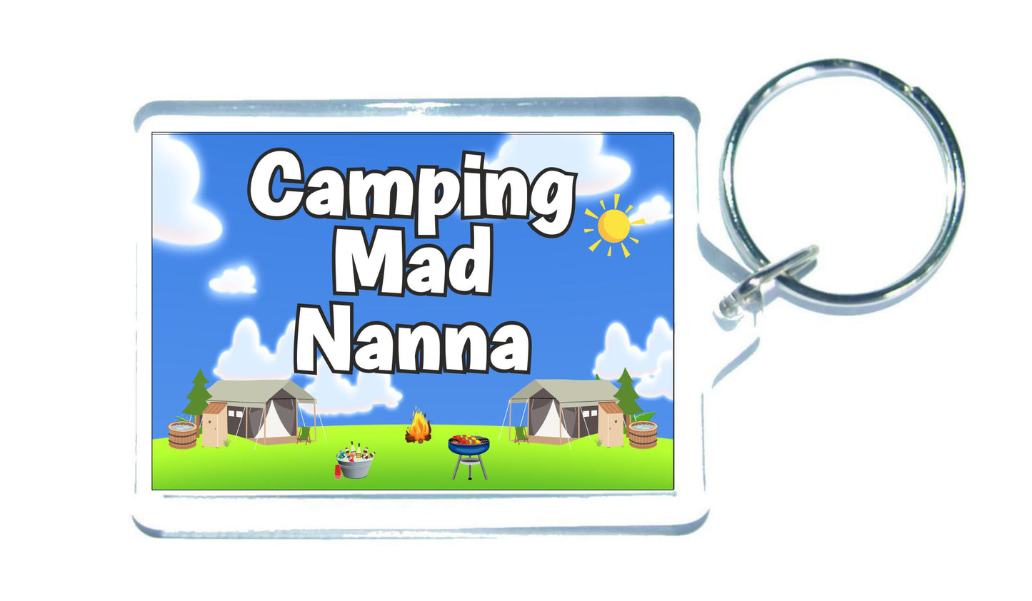 Nanna Camping Keyring Gift - Camping Mad Nanna - Fun Cute Novelty Holiday Present