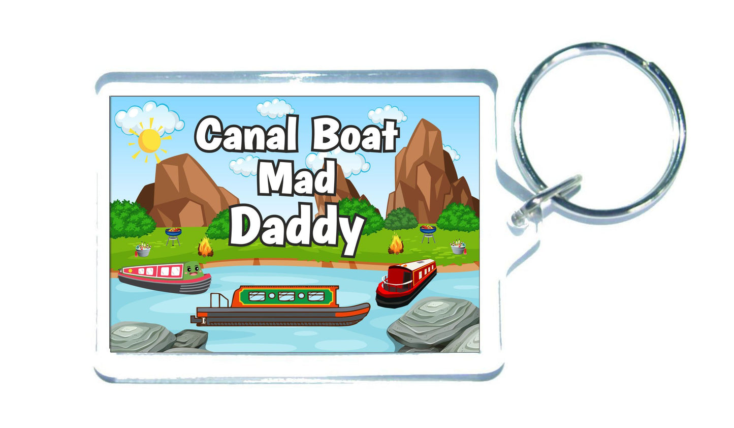 Daddy Canal Boat Keyring Gift - Canal Boat Mad Daddy - Fun Cute Novelty Holiday Present