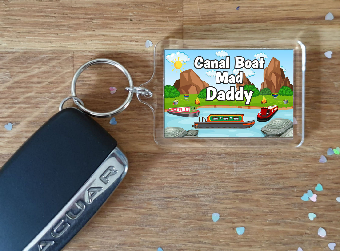 Daddy Canal Boat Keyring Gift - Canal Boat Mad Daddy - Fun Cute Novelty Holiday Present