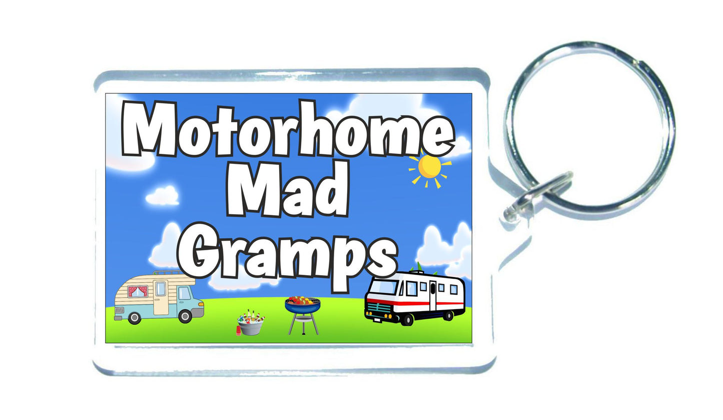 Gramps Motorhome Keyring Gift - Motorhome Mad Gramps - Fun Cute Novelty Holiday Present