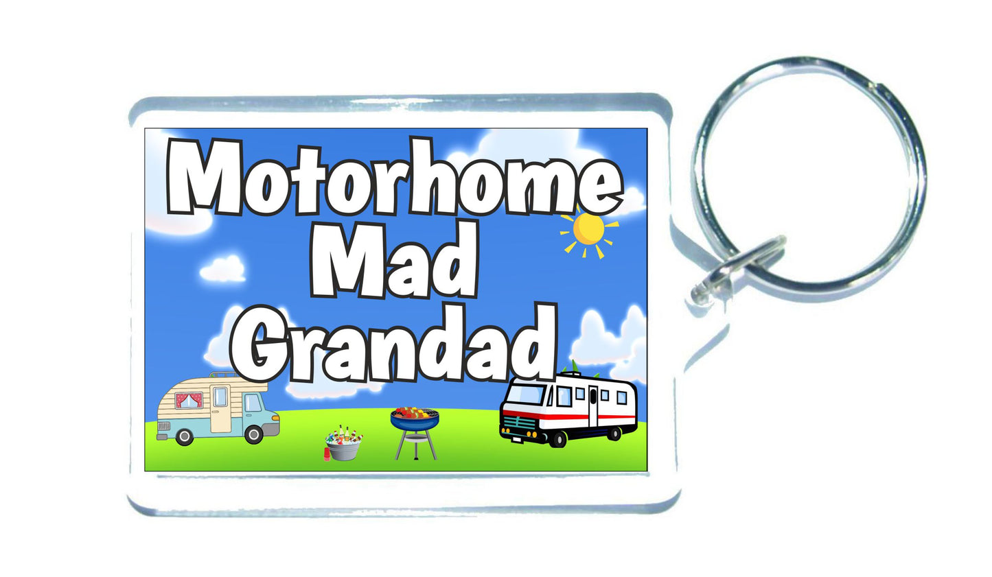 Grandad Motorhome Keyring Gift - Motorhome Mad Grandad - Fun Cute Novelty Holiday Present