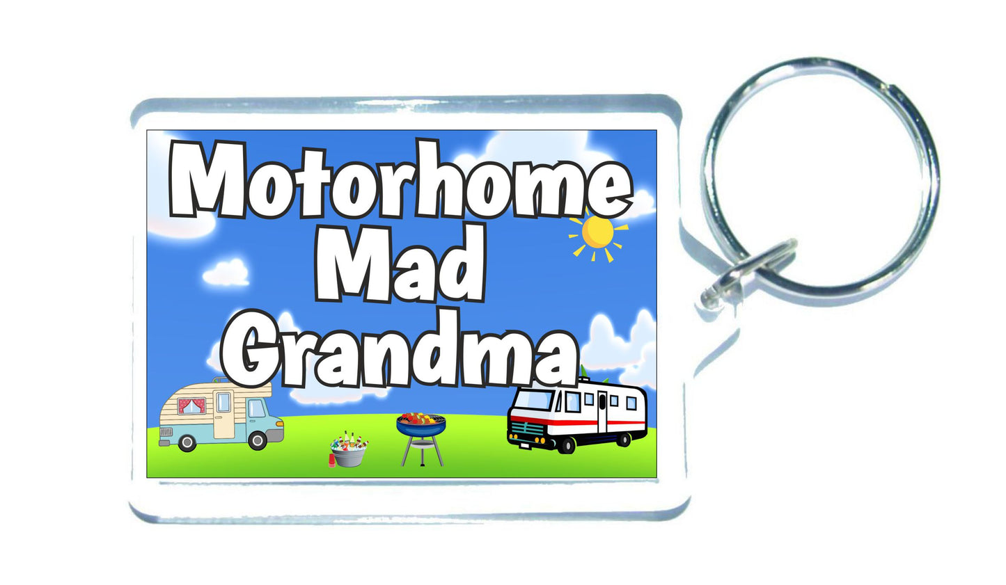Grandma Motorhome Keyring Gift - Motorhome Mad Grandma - Fun Cute Novelty Holiday Present