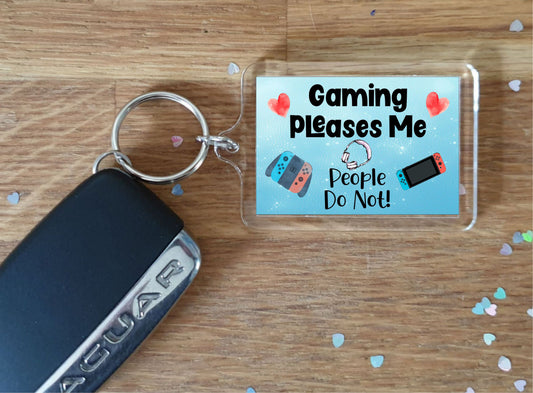 Gamer Switch Keyring Gift - Gaming Pleases Me People Do Not - Fun Cute Novelty Hobby Present