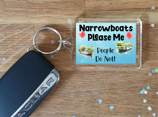 Boating Keyring Gift - Narrowboats Please Me People Do Not - Fun Cute Novelty Holiday Present