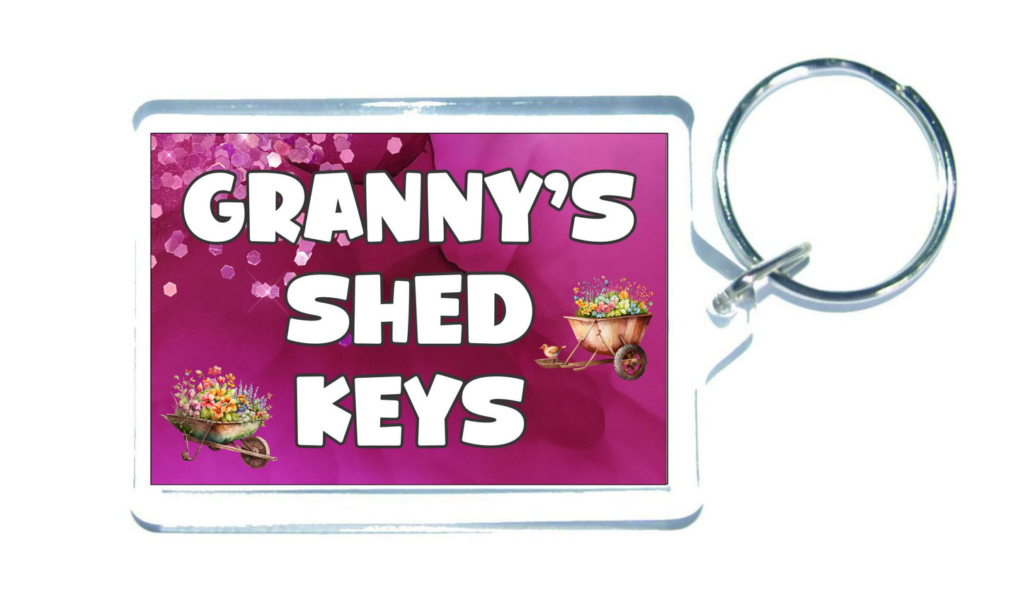 Granny Keyring - Granny's Shed Keys - Nice Fun Cute Novelty Gardening Key Chain Present