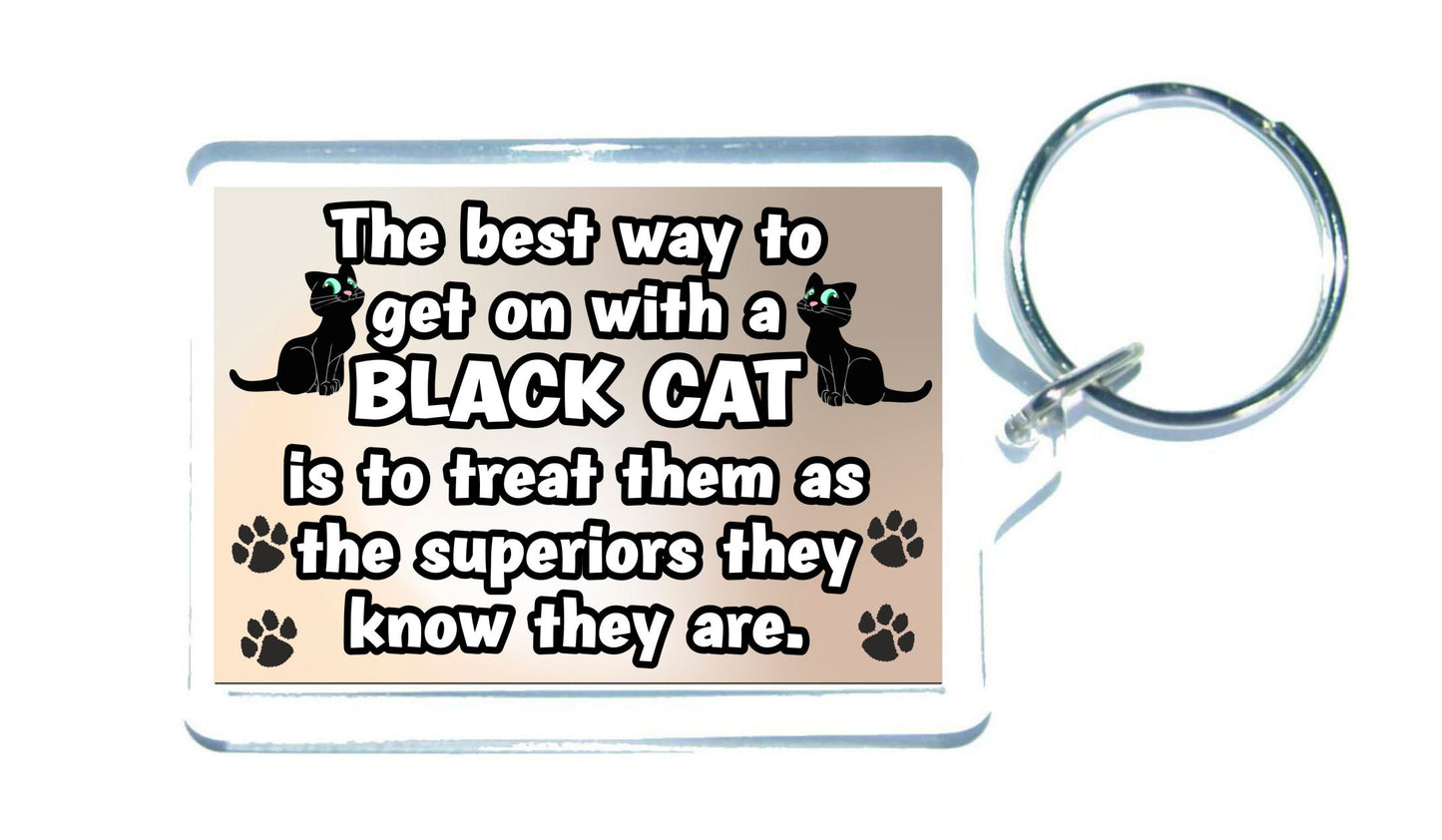 Black Cat Keyring Gift -The best Way To Get On With A - Novelty Fun Cute Pet Owner Present