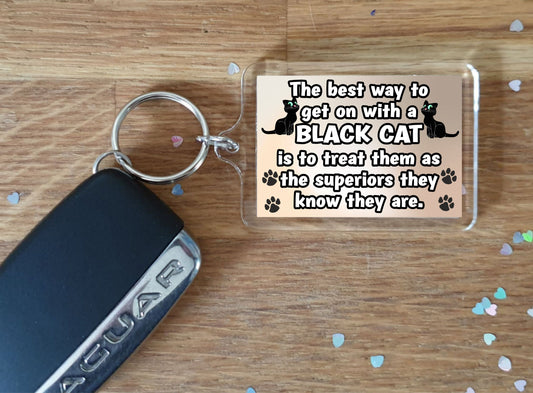 Black Cat Keyring Gift -The best Way To Get On With A - Novelty Fun Cute Pet Owner Present