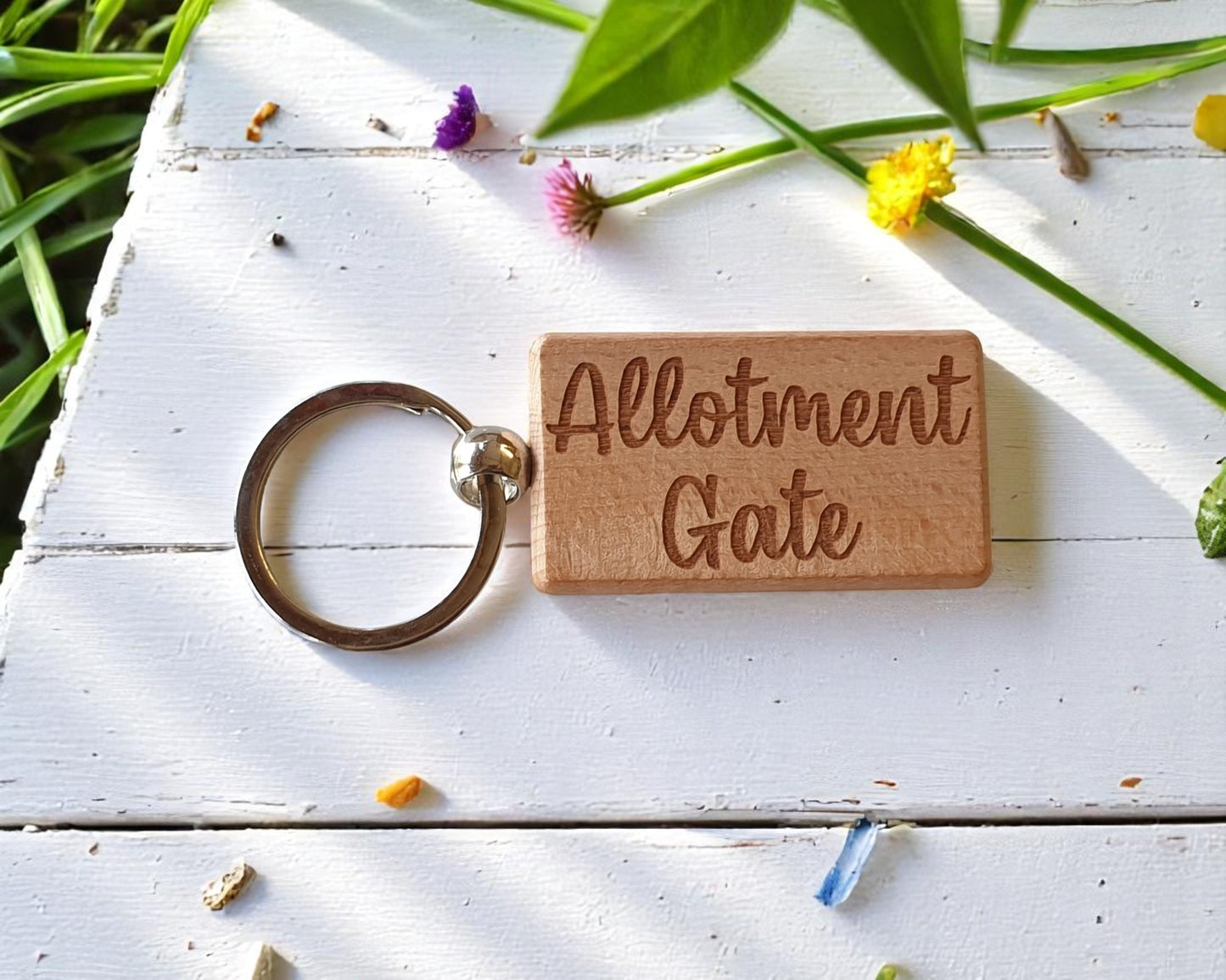 Allotment Gate Keyring Nice Cute Custom Engraved Wooden Key Fob Novelty House Keys Present