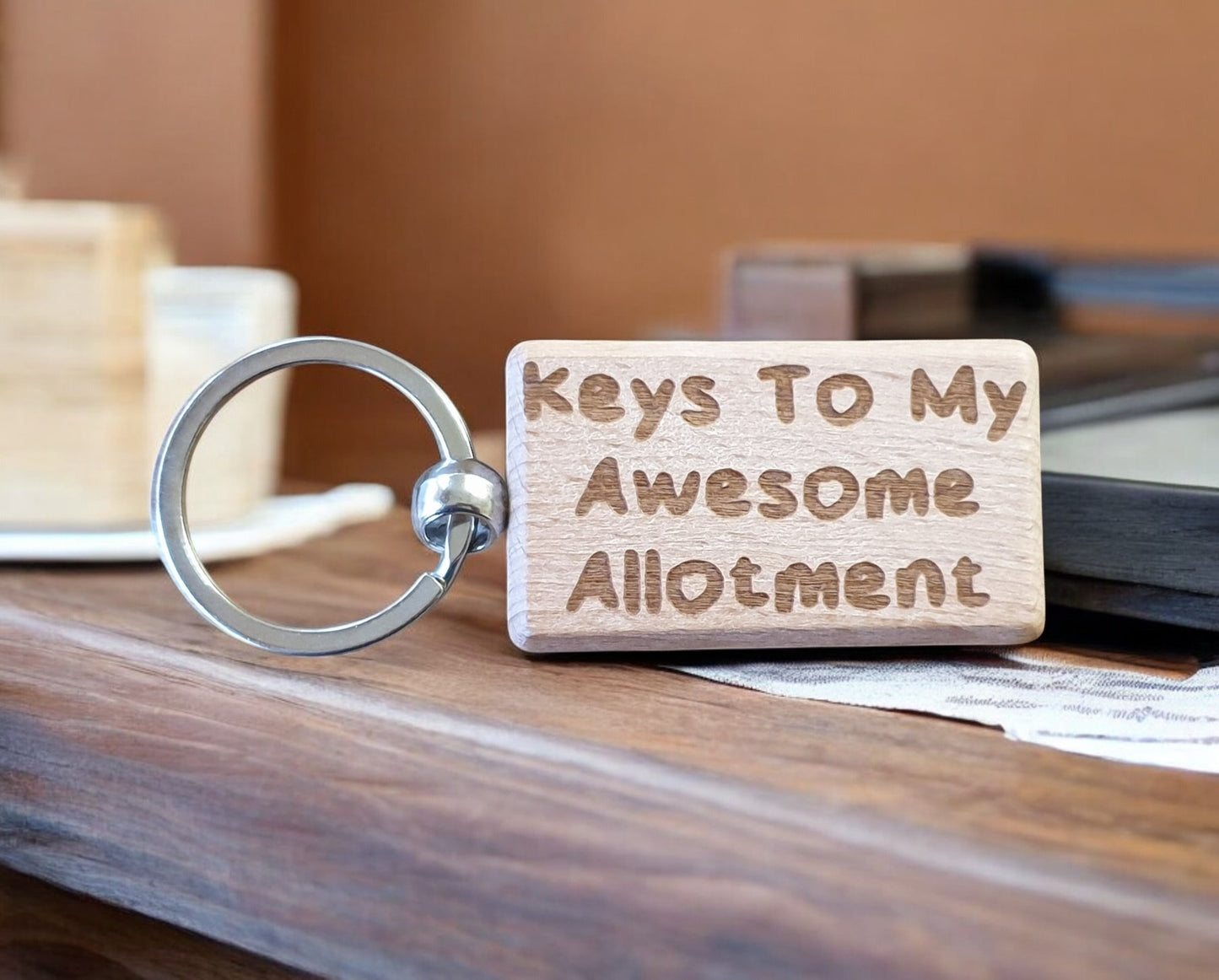 Allotment Keyring Gift Keys To My Awesome Allotment Cute Engraved Wooden Key Fob Novelty Custom Gardening Present