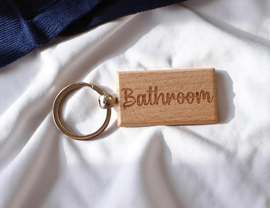 Bathroom Keyring Nice Cute Custom Engraved Wooden Key Fob Novelty House Keys Present