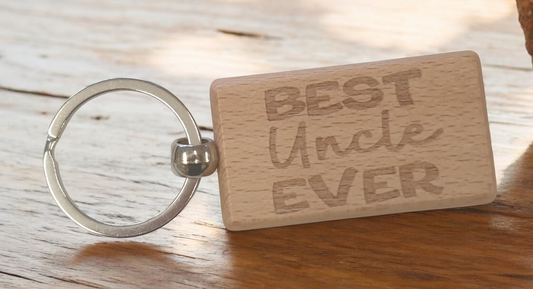 Uncle Keyring Gift Best Ever Cute Engraved Wooden Key Fob Fun Novelty Nice Present