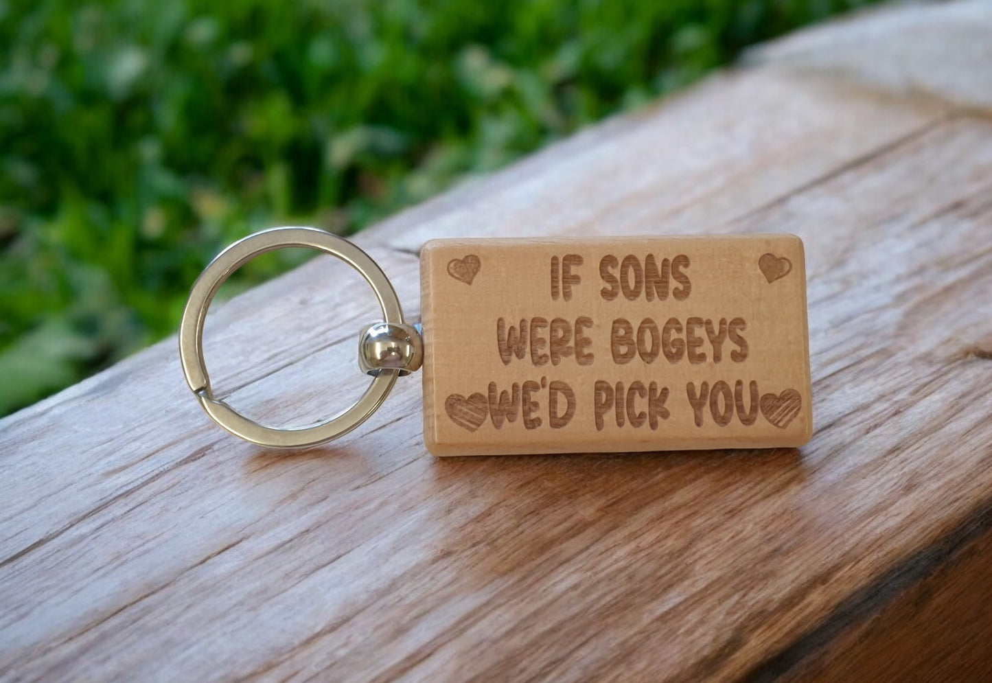 Son Keyring Gift If * Were Bogeys We'd Pick You Cute Engraved Wooden Key Fob Fun Novelty Nice Present