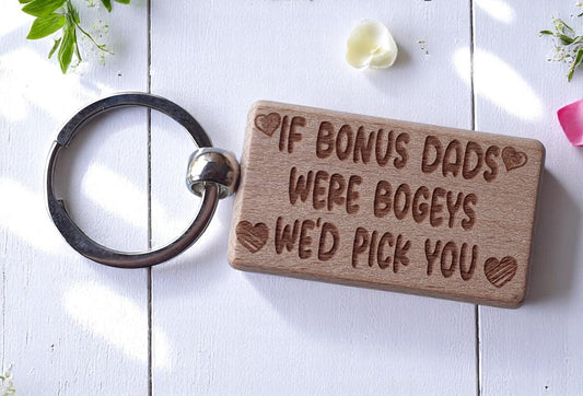 Bonus Dad Keyring Gift If * Were Bogeys We'd Pick You Cute Engraved Wooden Key Fob Fun Novelty Nice Present