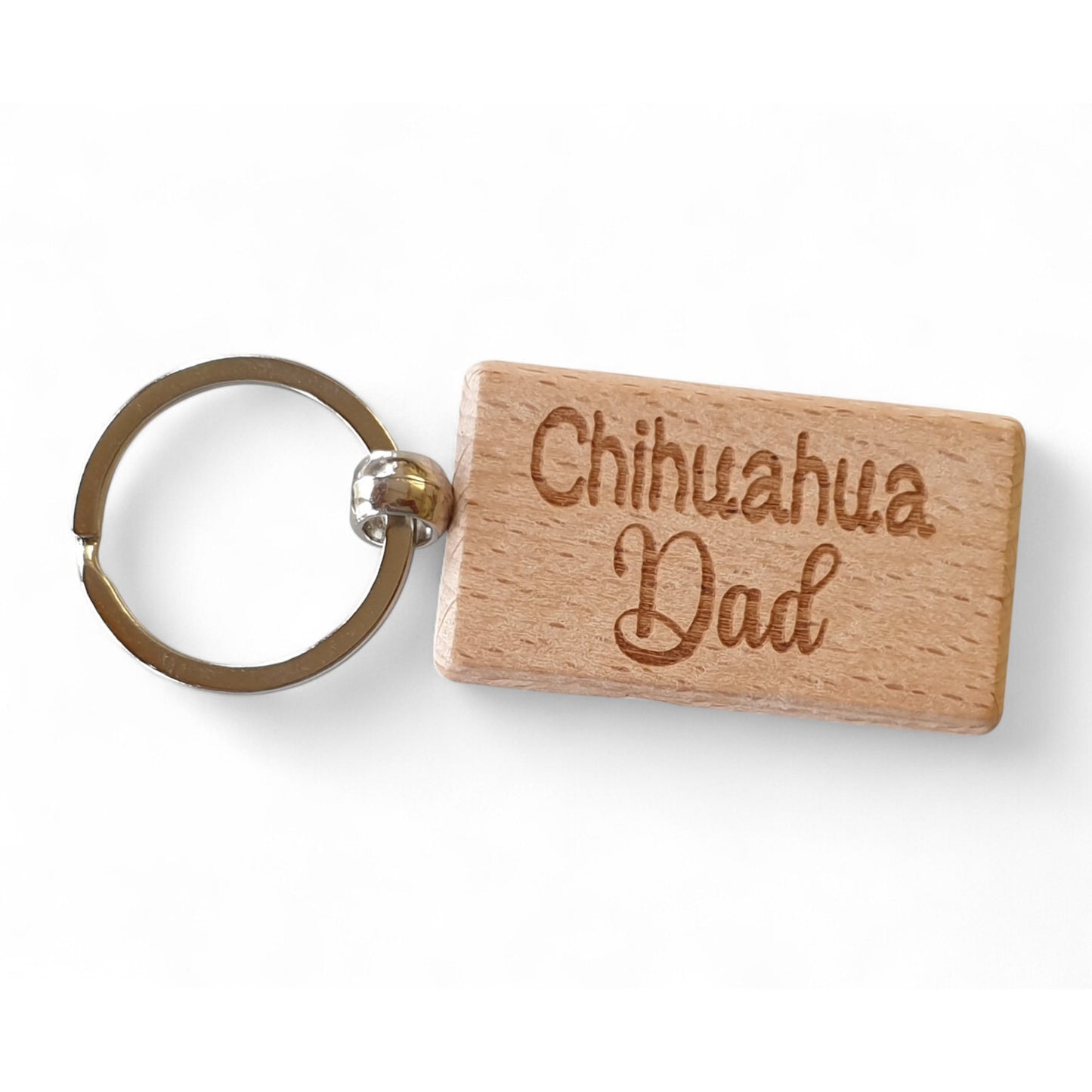 Chihuahua Dad Keyring Gift - Nice Cute Engraved Wooden Key Fob Novelty Dog Owner Present