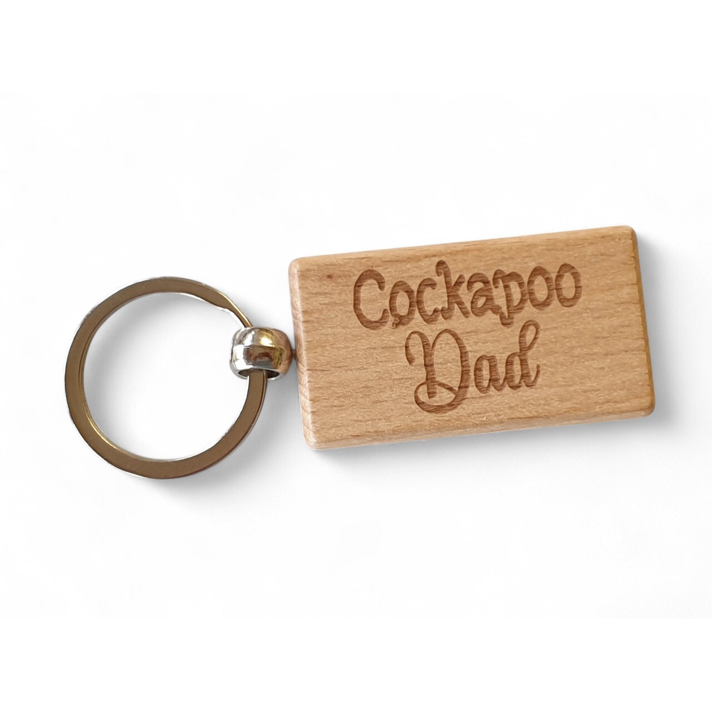 Cockapoo Dad Keyring Gift - Nice Cute Engraved Wooden Key Fob Novelty Dog Owner Present