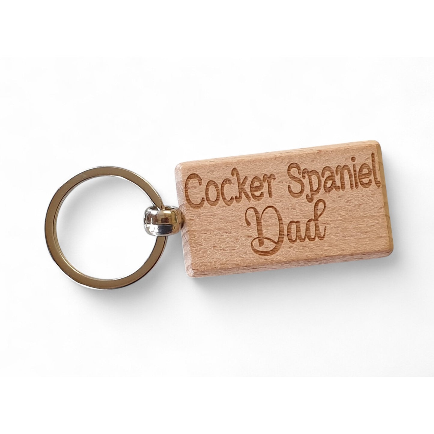 Cocker Spaniel Dad Keyring Gift - Nice Cute Engraved Wooden Key Fob Novelty Dog Owner Present