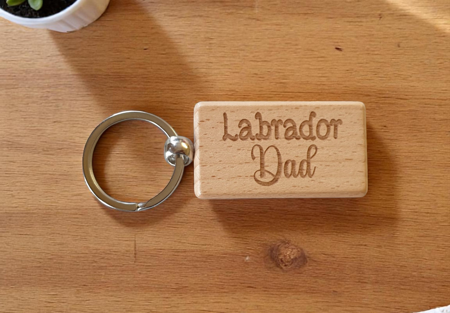 Labrador Dad Keyring Gift - Nice Cute Engraved Wooden Key Fob Novelty Dog Owner Present