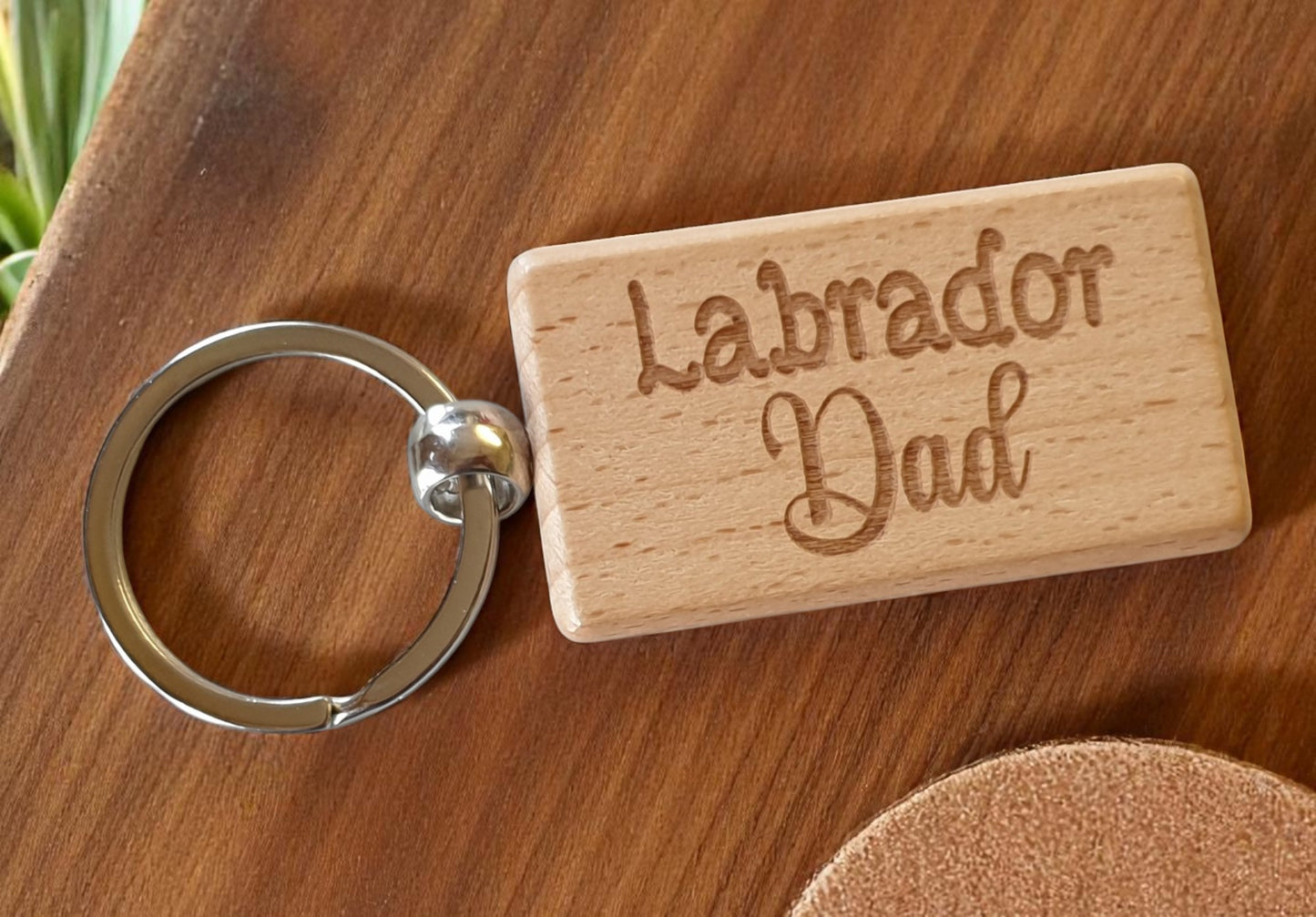 Labrador Dad Keyring Gift - Nice Cute Engraved Wooden Key Fob Novelty Dog Owner Present