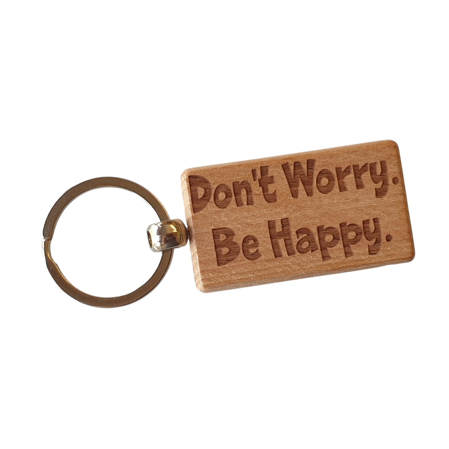 Fun Keyring Gift Don't Worry Be Happy Cute Engraved Wooden Key Fob Chain Fun Nice Custom Present