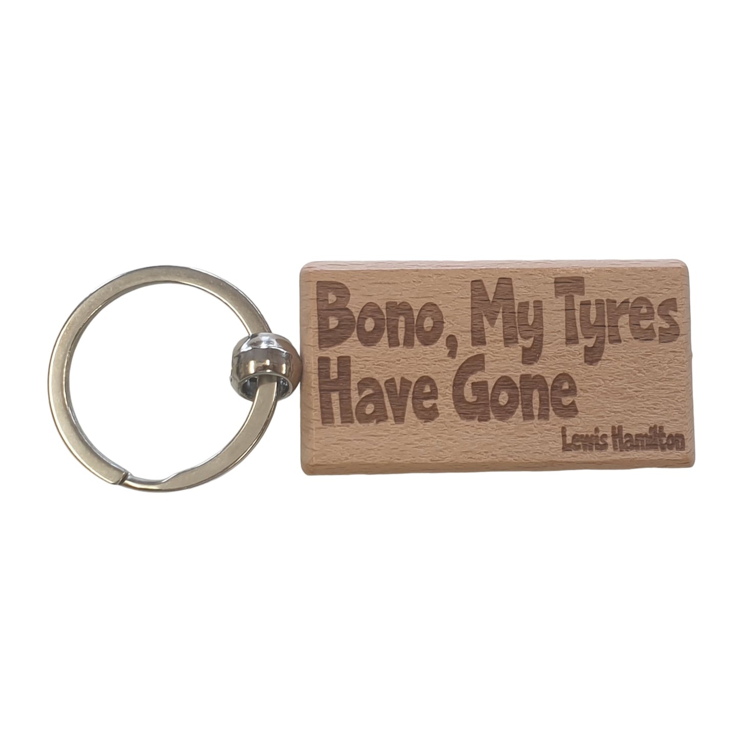 Lewis Hamilton Keyring Gift Bono My Tyres Have Gone Engraved Wooden Key Fob Fun Novelty Nice F1 Present
