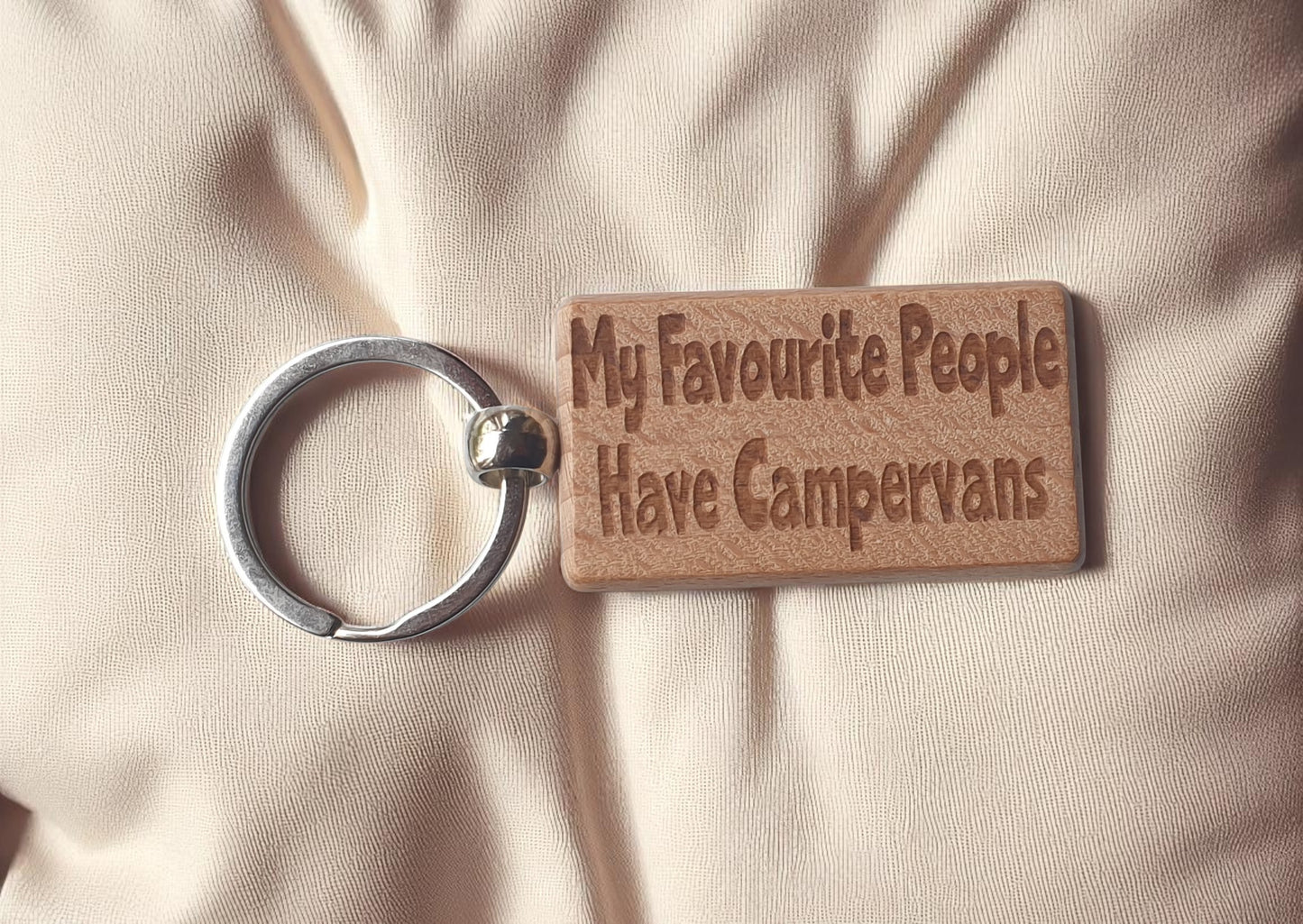 Campervan Keyring Gift My Favourite People Have Cute Engraved Wooden Key Fob Fun Novelty Nice Custom Present