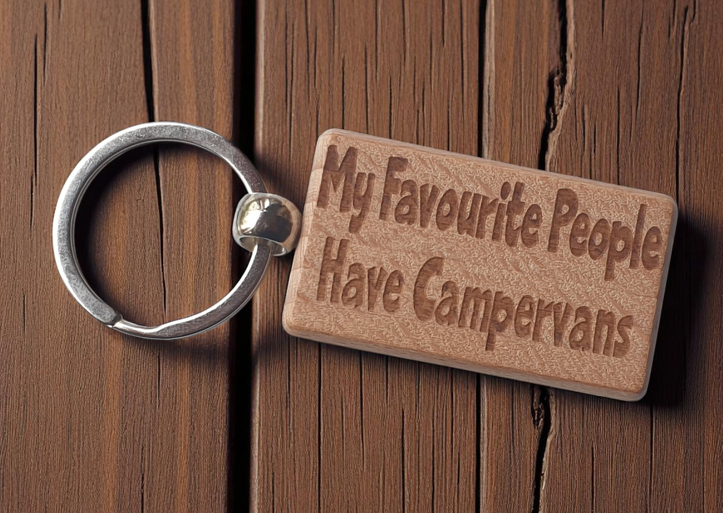 Campervan Keyring Gift My Favourite People Have Cute Engraved Wooden Key Fob Fun Novelty Nice Custom Present