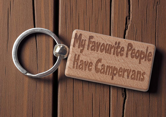 Campervan Keyring Gift My Favourite People Have Cute Engraved Wooden Key Fob Fun Novelty Nice Custom Present